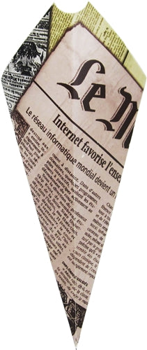 Blow-OUT Sale full case Mini Plus K-14 French Newspaper Cardboard Cone With Built In Sauce Container, holds 5.5 oz.
