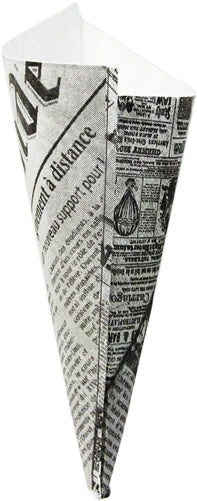 SOLD OUT UNTIL LATE OCT 2025 X-Large K-20 French Newspaper Paper Cones, holds 12.5 oz. SOLD OUT UNTIL LATE OCT 2025 X-Large K-20 French Newspaper Paper Cones, holds 12.5 oz.