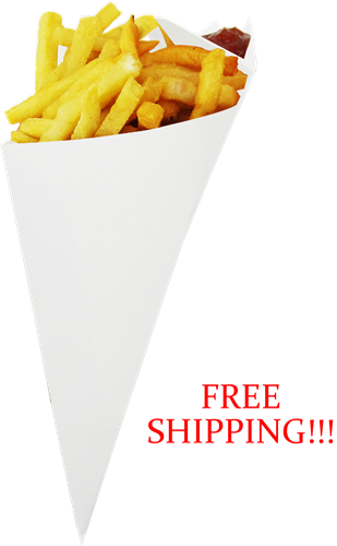 Blow-OUT Sale Full Case X-Large K-20 White Cardboard Cone With Built In Sauce Container,  , holds 12.5 oz.