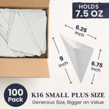 BLOW-OUT SALE Small Plus K-16 White Cardboard Cones Without Sauce Container, holds 7.5 oz.