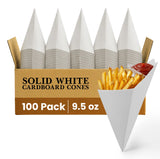 SOLID WHITE CARDBOARD CONES
100 Pack
9.5 oz