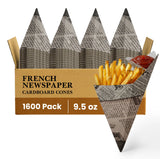 FRENCH NEWSPAPER
CARDBOARD CONES
1600 Pack
9.5 oz