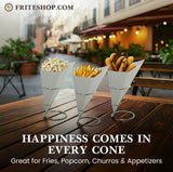 BLOW-OUT SALE Large K-18 White Cardboard Cones Without Sauce Container holds 9.5 oz.