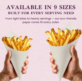 XX Large K-21 White Paper Cones, holds 14.5 oz