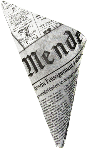 Hors d'oeuvre Mini K-13 French Newspaper Paper Cones, holds 4.5 oz.