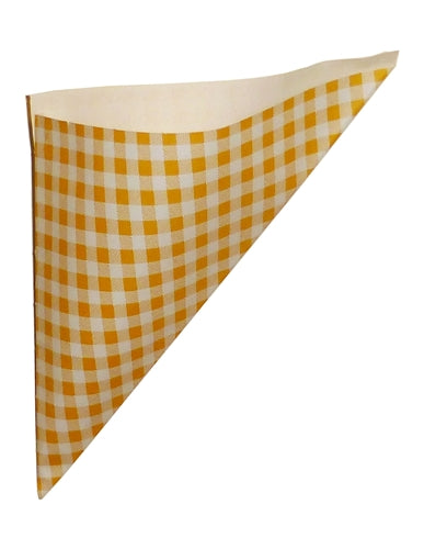 SALE 6¢! Hors d'oeuvre Mini K-13 Yellow and White Checkered Paper Cones holds 4.5 oz.