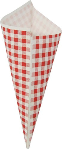 Hors d'oeuvre Mini Plus K-14, Red & White Check Paper Cones.  Holds 5.5 Oz.