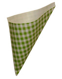SALE 6¢! Hors d'oeuvre  Mini Plus K-14 Green & White Check Paper Cones holds 5.5 oz.