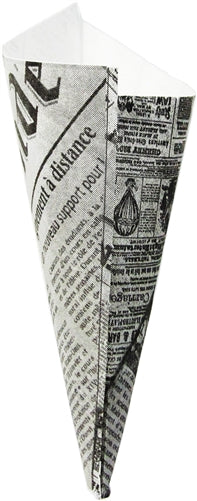Small Plus K-16 French Newspaper Paper Cones, Holds 7.5 Oz.