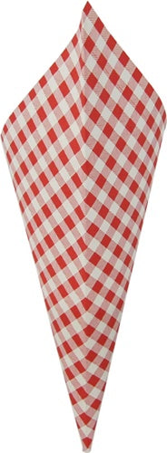 Medium Sized K-17 Red & White Check Paper Cones, holds 8.5 oz.