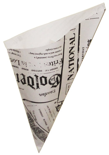 Medium Sized K-17 English Newspaper Paper Cones, holds 8.5 oz.