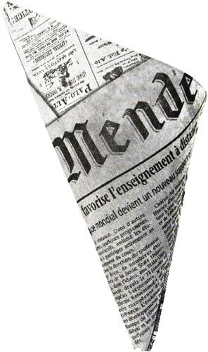 Medium Sized K-17 French Newspaper Paper Cones, holds 8.5 oz.