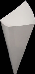 White Cardboard Cones Without Sauce Container holds 9.5 oz