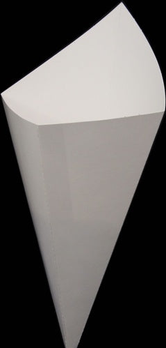 White Cardboard Cones Without Sauce Container holds 9.5 oz