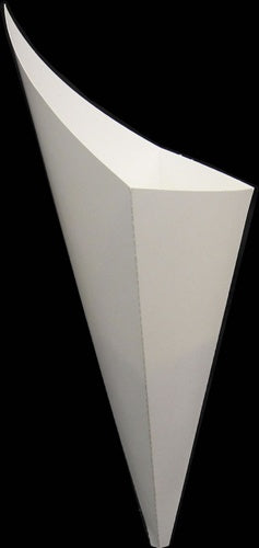 Large K-18 White Cardboard Cones Without Sauce Container holds 9.5 oz.