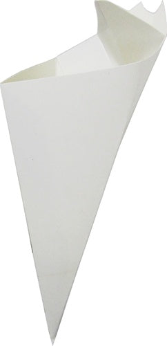 Large K-18 White Cardboard Cone With Built In Sauce Container, holds 9.5 oz.