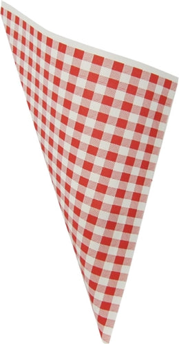 X-Large K-20 Red & White Check Paper Cones, holds 12.5 oz.