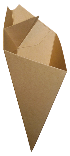 Blow-OUT SALE On Full Case Large K-20 Eco Friendly Cardboard Cone With Built In Sauce Container, holds 12.5 oz.