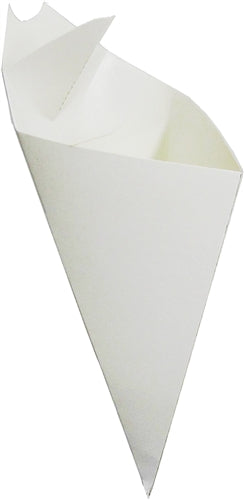 White Cardboard Cone With Built In Sauce Container,  holds 12.5 oz.