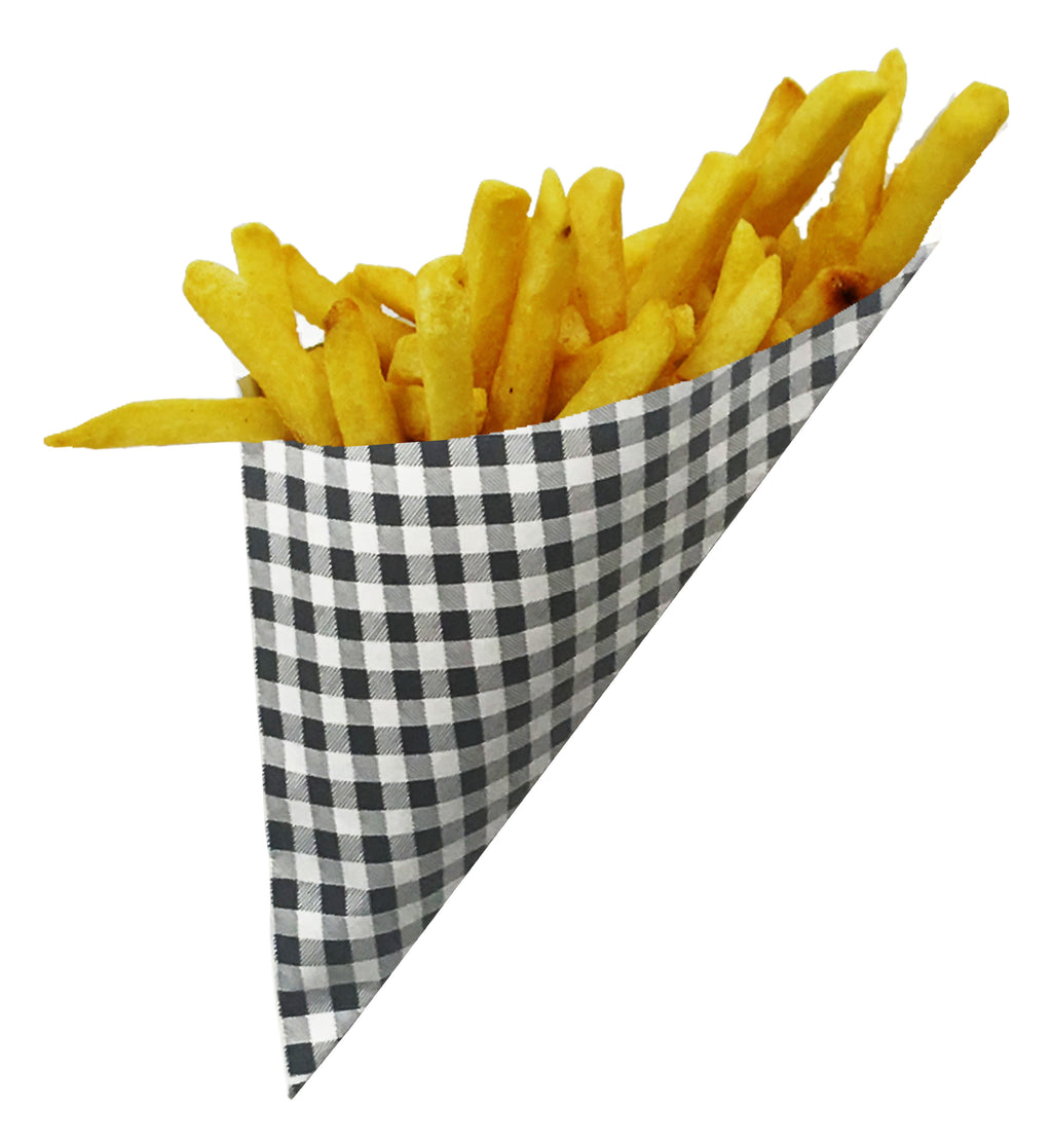 X-Large K-20 Black & White Check Paper Cones