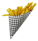 Hors d'oeuvre Mini Plus K-14 Black & White Check Paper Cones, holds 5.5 oz.