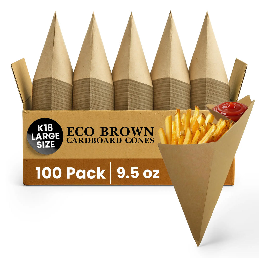 K18 LARGE SIZE
ECO BROWN CARDBOARD CONES
100 Pack
9.5 oz