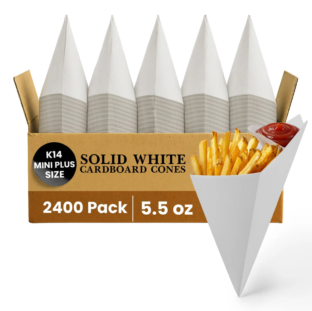 MINI PLUS K14 SIZE
SOLID WHITE CARDBOARD GONES
2400 Pack
5.5 oz