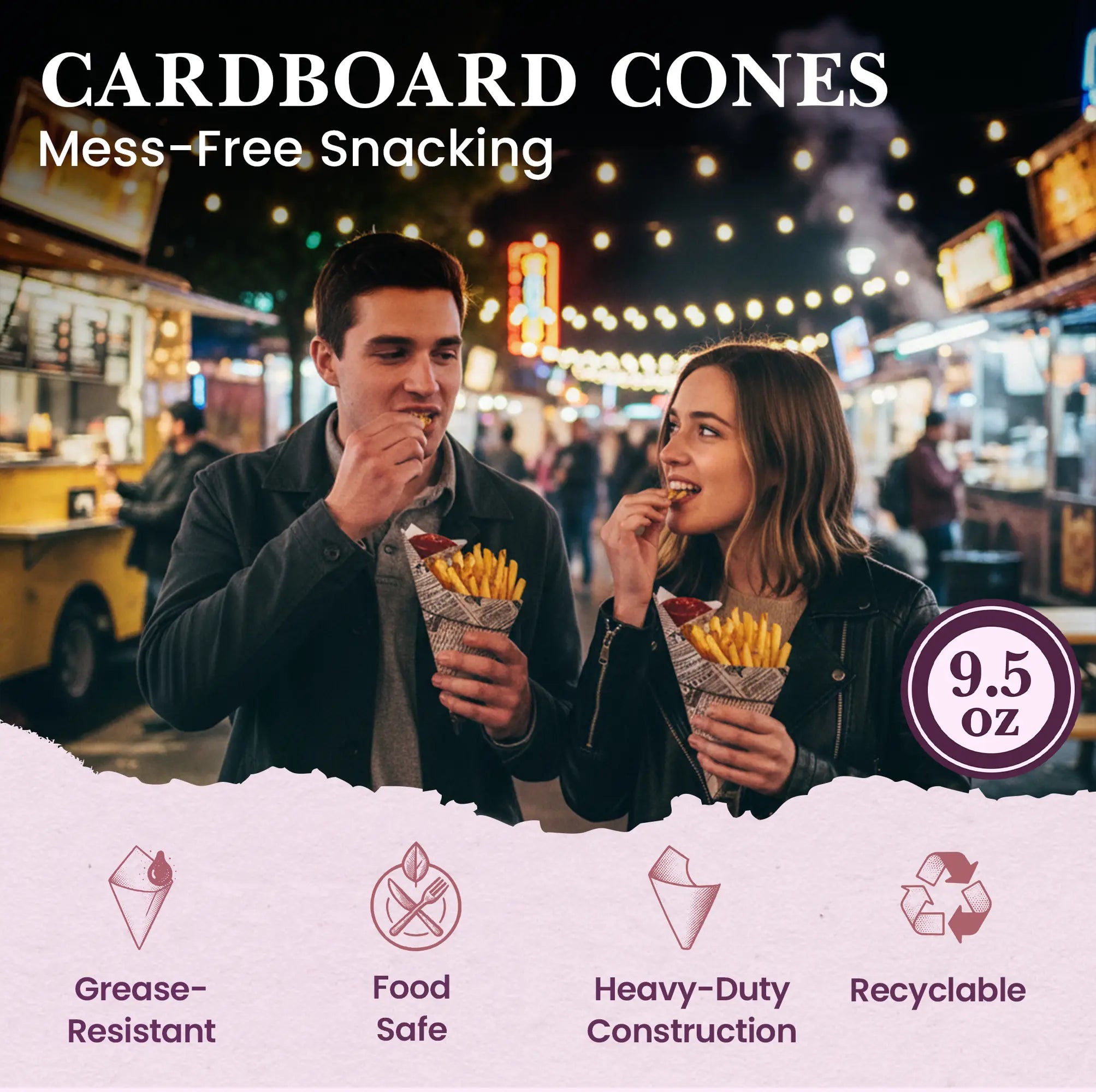 CARDBOARD CONES
Mess-Free Snacking
