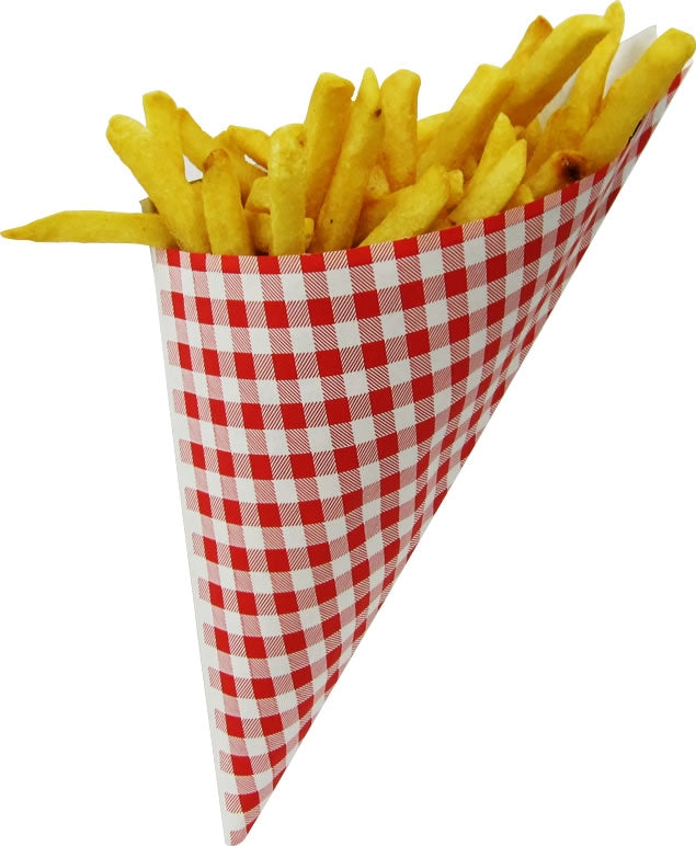Jumbo K-23 Red & White Check Paper Cones