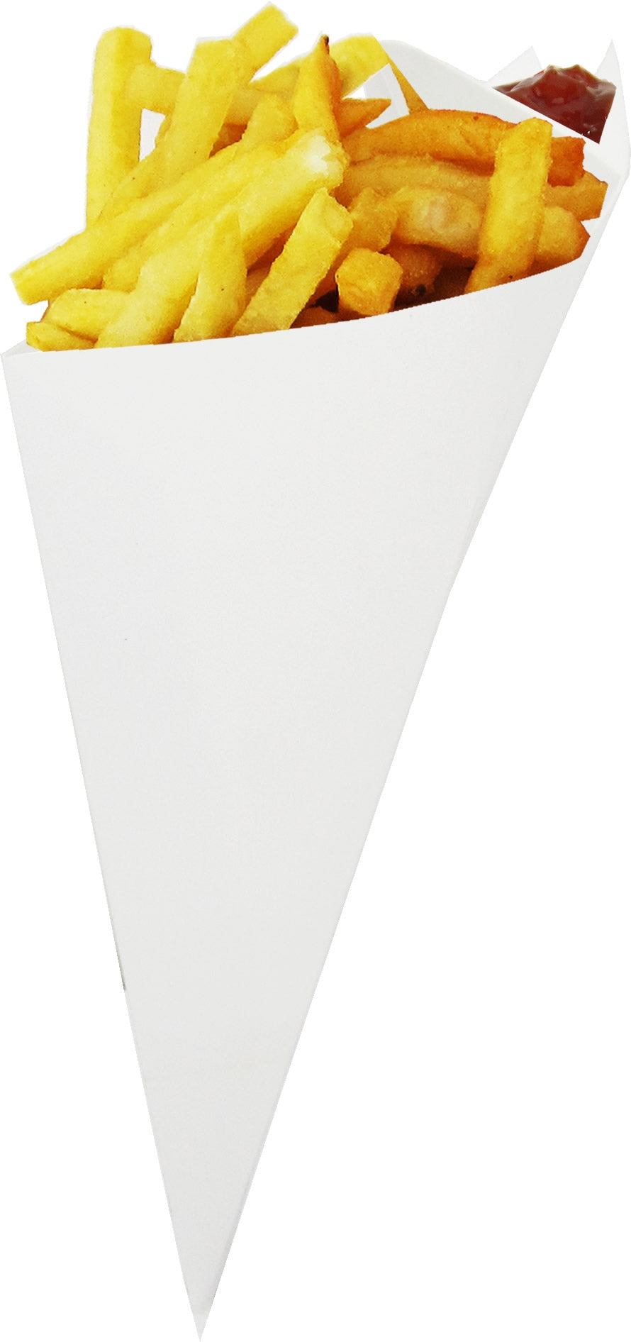 Blow-OUT Sale Full Case X-Large K-20 White Cardboard Cone With Built In Sauce Container,  , holds 12.5 oz.