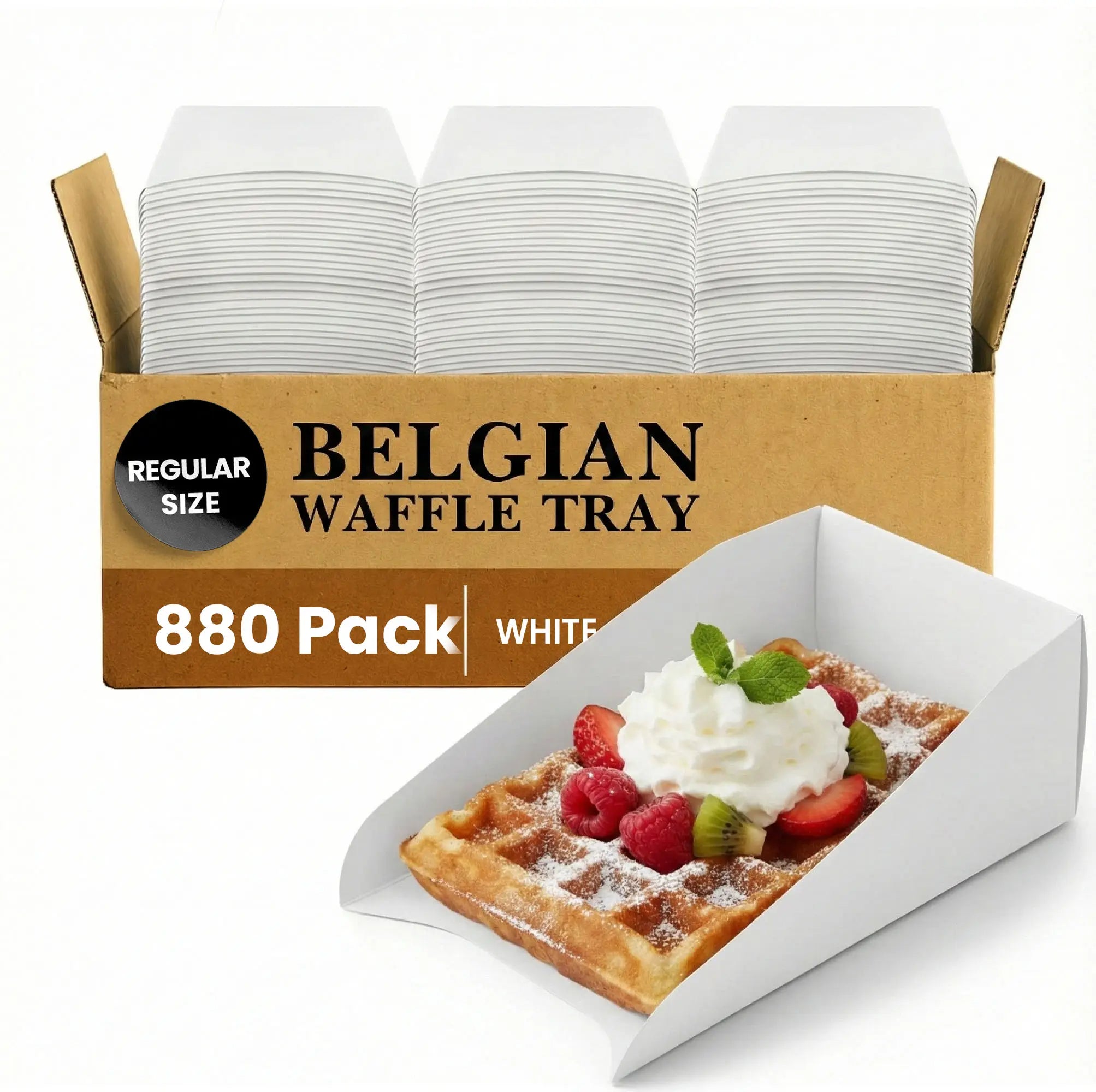 REGULAR SIZE
BELGIAN WAFFLE TRAY
880 Pack
WHITE