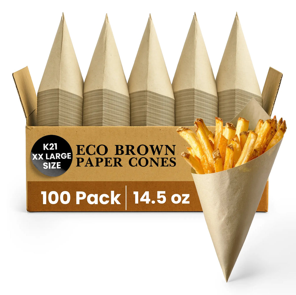 K21 XX LARGE SIZE
ECO BROWN PAPER CONES
100 Pack
14.5 oz