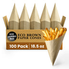 K23 JUMBO SIZE
ECO BROWN PAPER CONES
100 Pack
18.5 oz