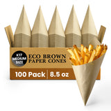K17 MEDIUM SIZE
ECO BROWN PAPER CONES
100 Pack
8.5 oz
