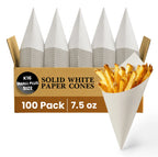 K16
SMALL PLUS SIZE
SOLID WHITE PAPER CONES
100 Pack
7.5 oz