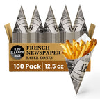K20 X LARGE SIZE
FRENCH NEWSPAPER
PAPER CONES
100 Pack
12.5 oz