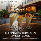 HAPPINESS COMES IN EVERY CONE
Great for Fries, Popcorn, Churros & Appetizers