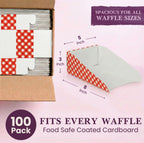 100 Pack
FITS EVERY WAFFLE Food Safe Coated Cardboard