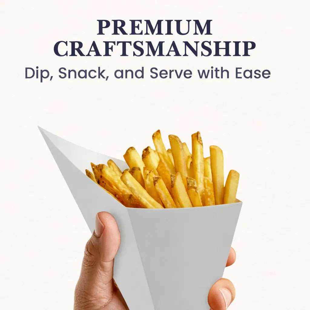 BLOW-OUT SALE Large K-18 White Cardboard Cones Without Sauce Container holds 9.5 oz.