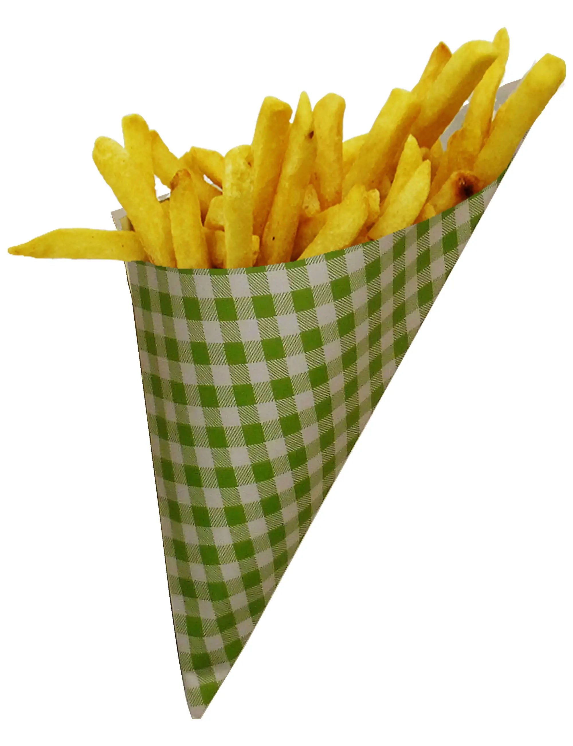 Hors d'oeuvre  Mini Plus K-14 Green & White Check Paper Cones holds