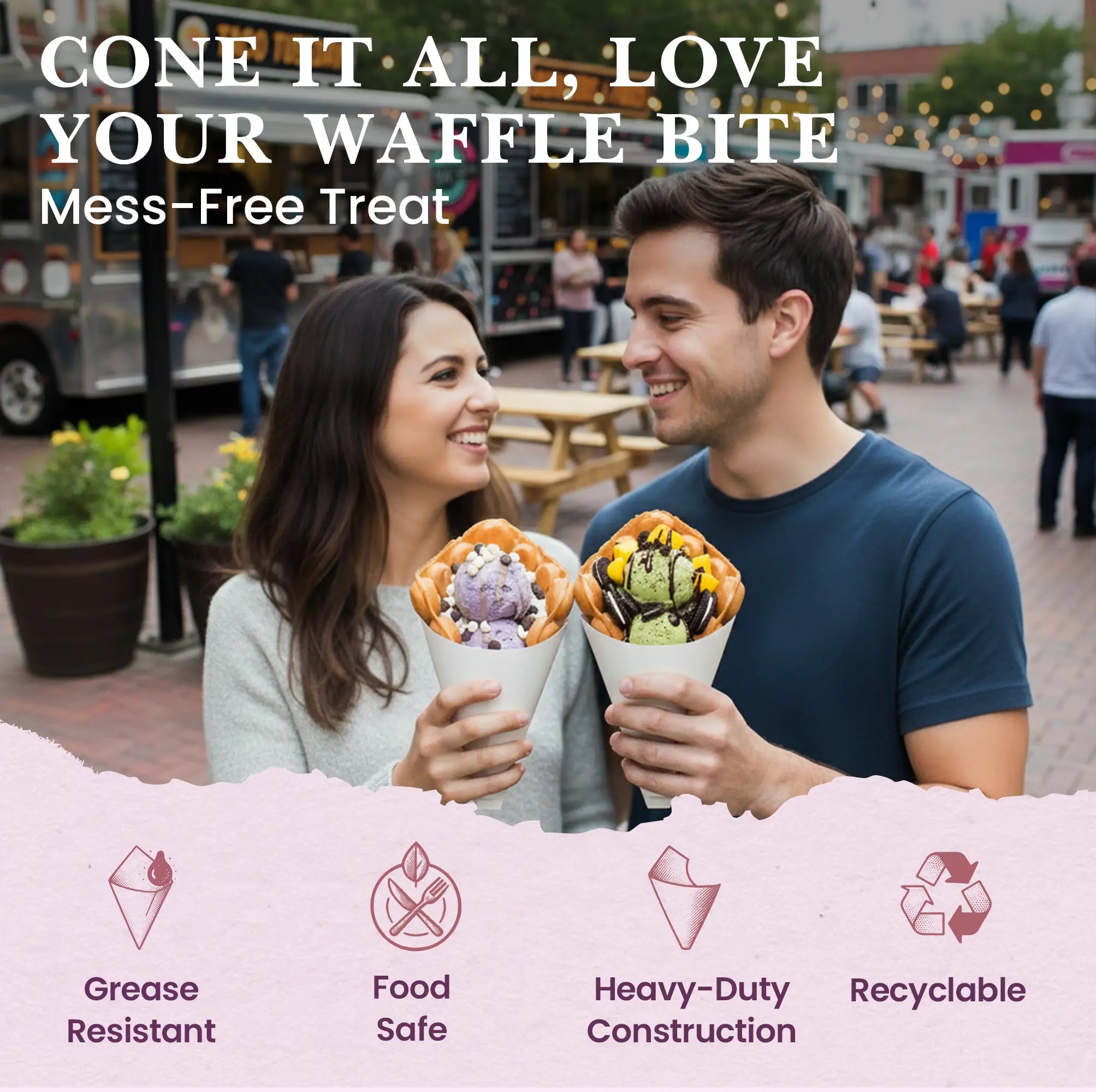 CONE IT ALL, LOVE YOUR WAFFLE BITE
Mess-Free Treat