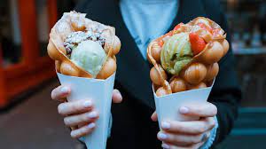 Hong Kong Egg Waffle - White Cardboard Cone