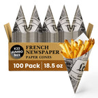 K23 JUMBO SIZE
FRENCH NEWSPAPER
PAPER CONES
100 Pack
18.5 oz