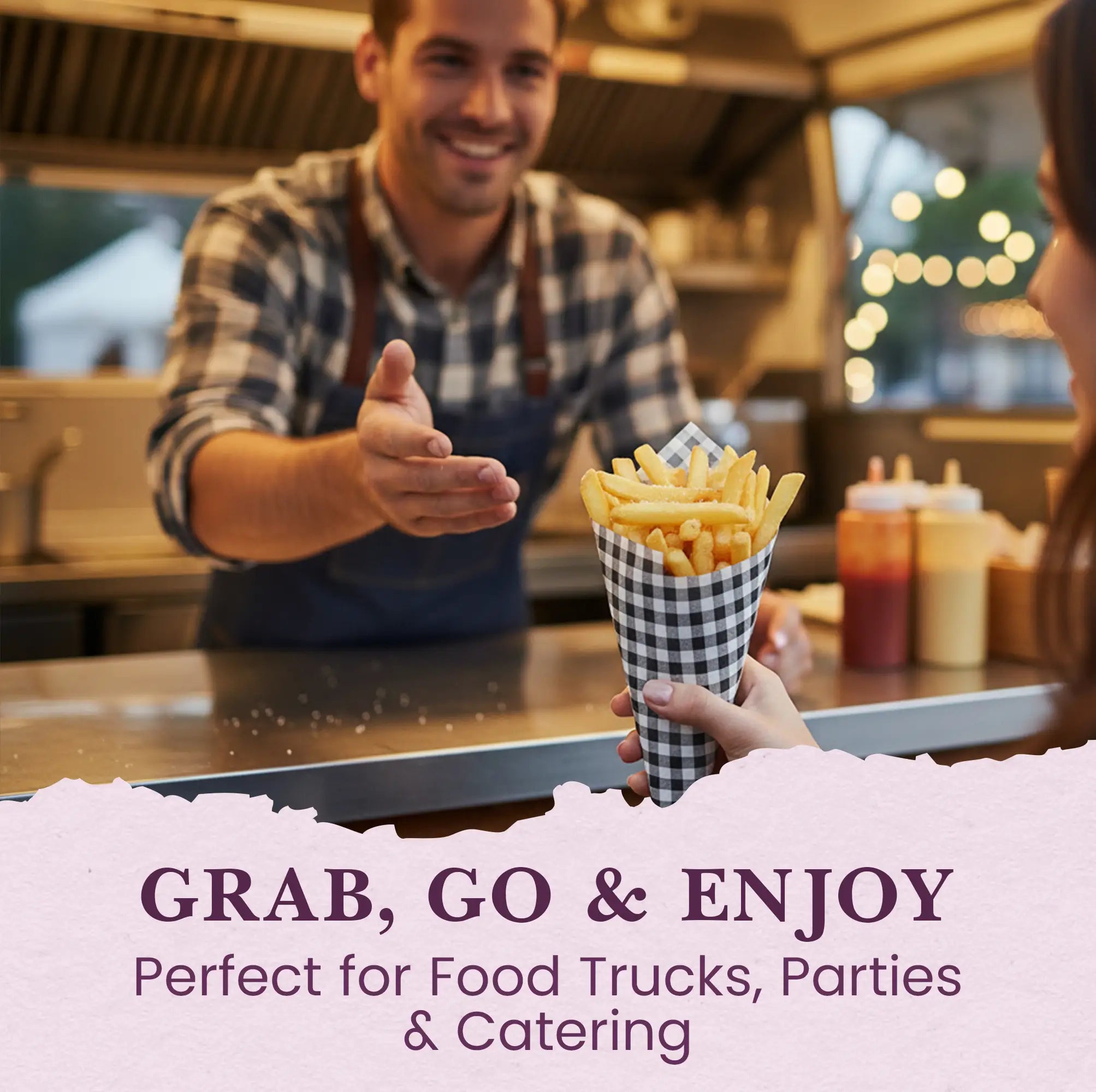 GRAB, GO & ENJOY
Perfect for Food Trucks, Parties & Catering