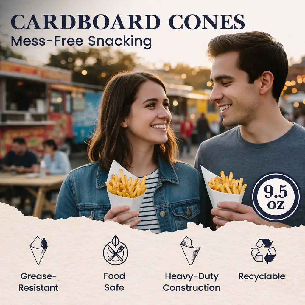 BLOW-OUT SALE Large K-18 White Cardboard Cones Without Sauce Container holds 9.5 oz.