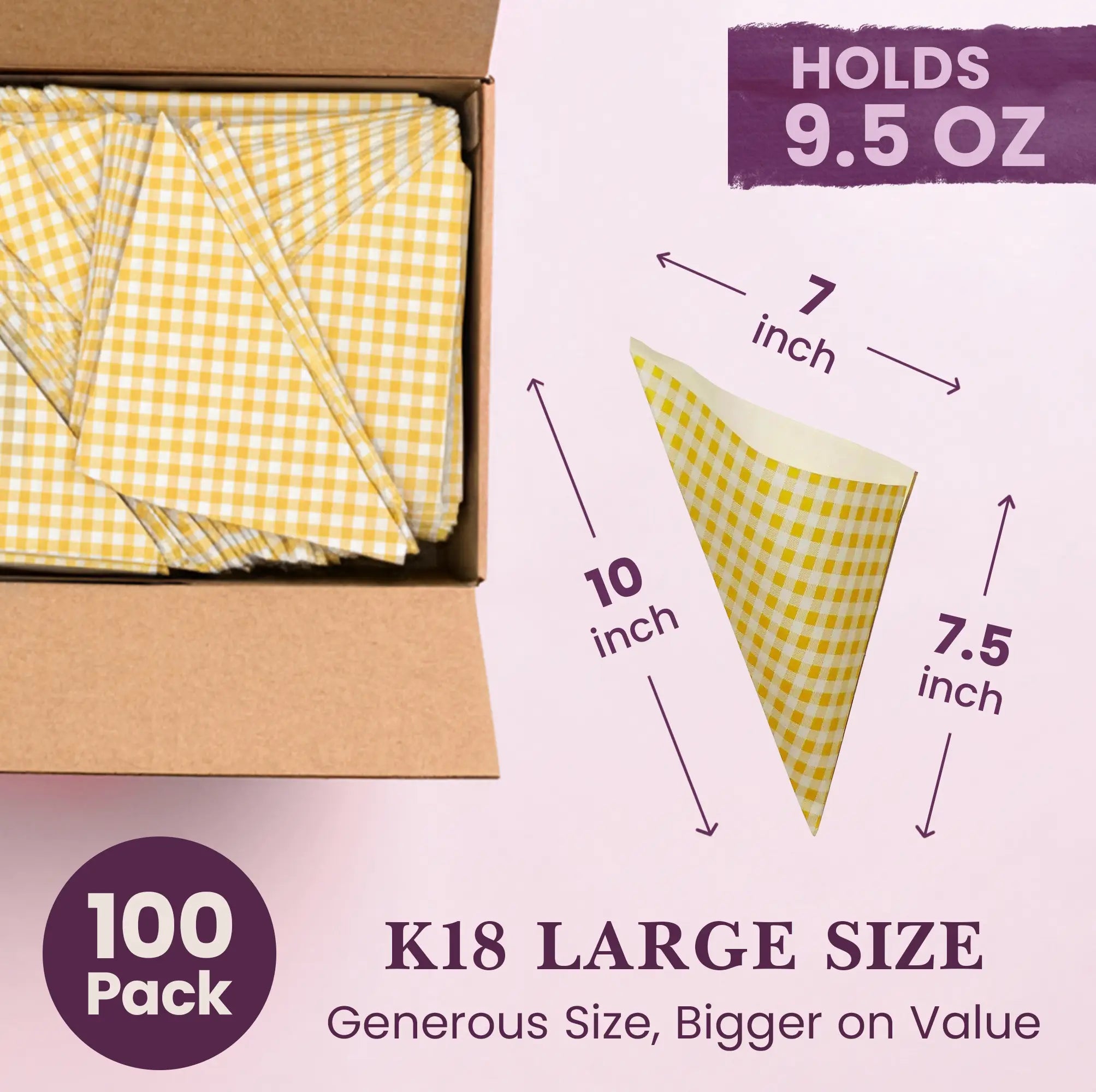100 Pack
K18 LARGE SIZE
Generous Size, Bigger on Value