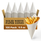 SOLID WHITE PAPER CONES
100 Pack
9.5 oz