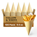 YELLOW & WHITE
CHECKERED PAPER CONES
100 Pack
9.5 oz