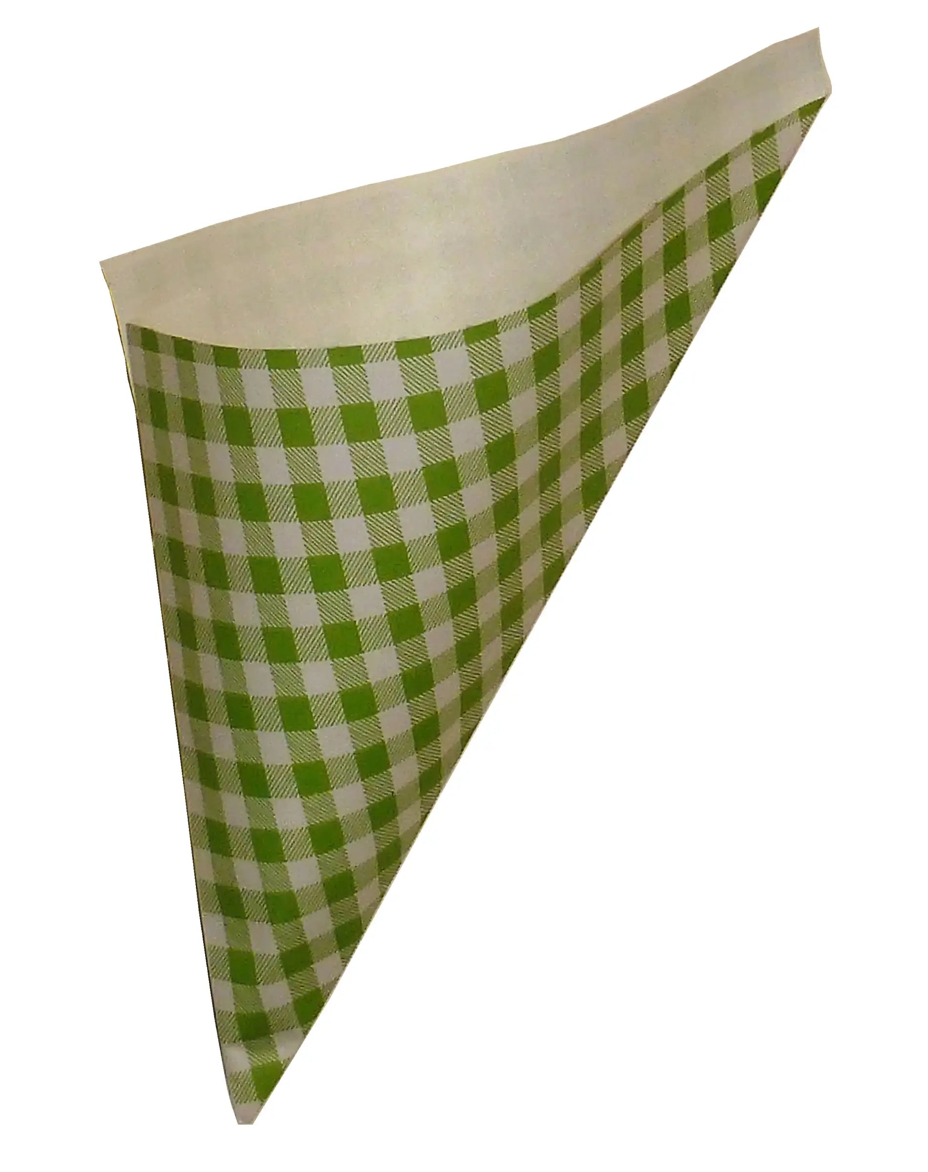 Mini Plus K-14 Green & White Check Paper Cones holds 