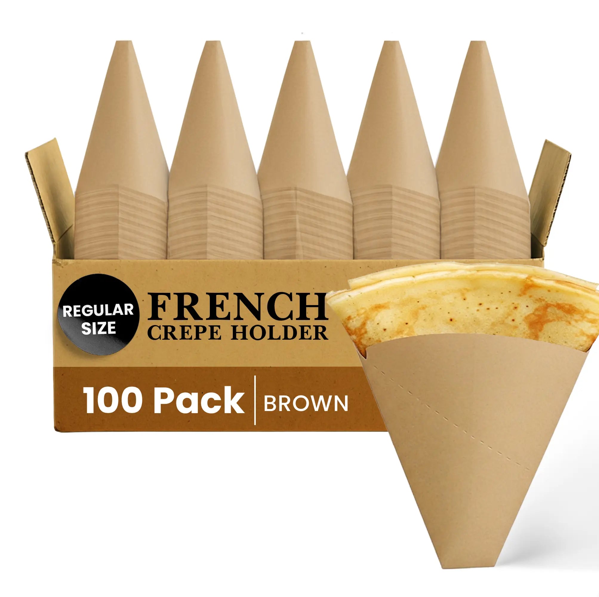 REGULAR SIZE
FRENCH CREPE HOLDER
100 Pack
BROWN